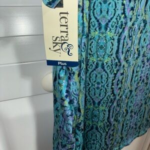 Terra & Sky Teal and Aqua Patterned Tunic